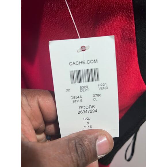 Caché Women’s Red Black Mesh Bodycon Cocktail Mini Dress Size 0 NWT - Picture 12 of 15